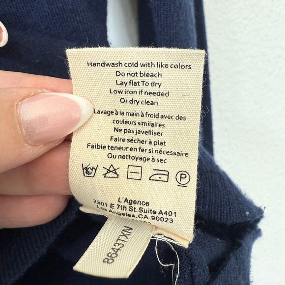 L’AGENCE Button Shoulder Knit Sweater Navy Pullover Scandi Dark Academia S - Picture 5 of 6